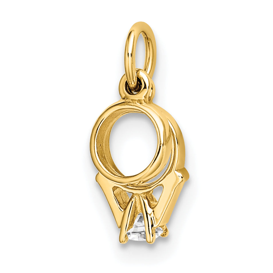 14k CZ Mini 3D Wedding Ring Charm Main image