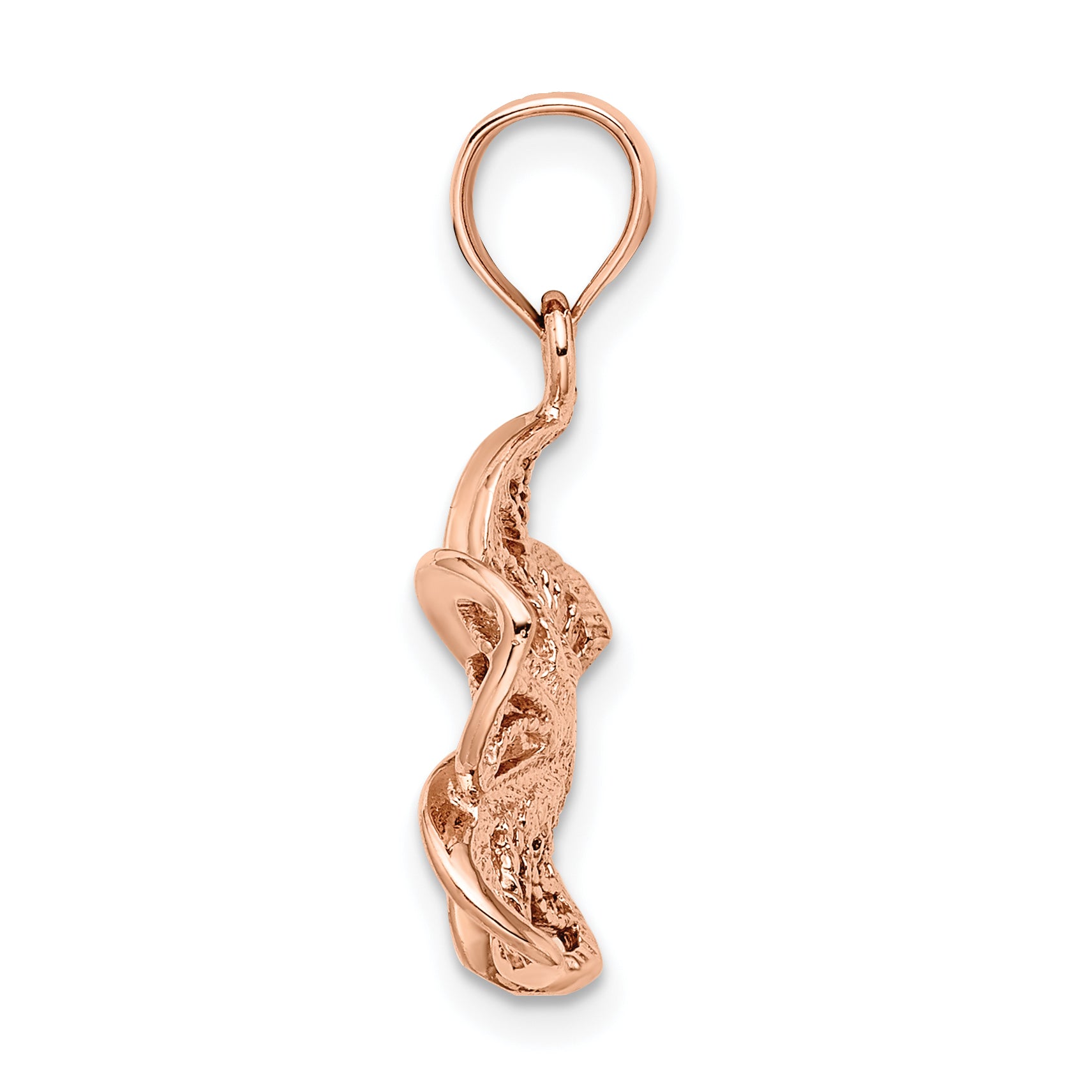 14k Rose Gold Beaded and Polished Plumeria Flower Charm Secondary image