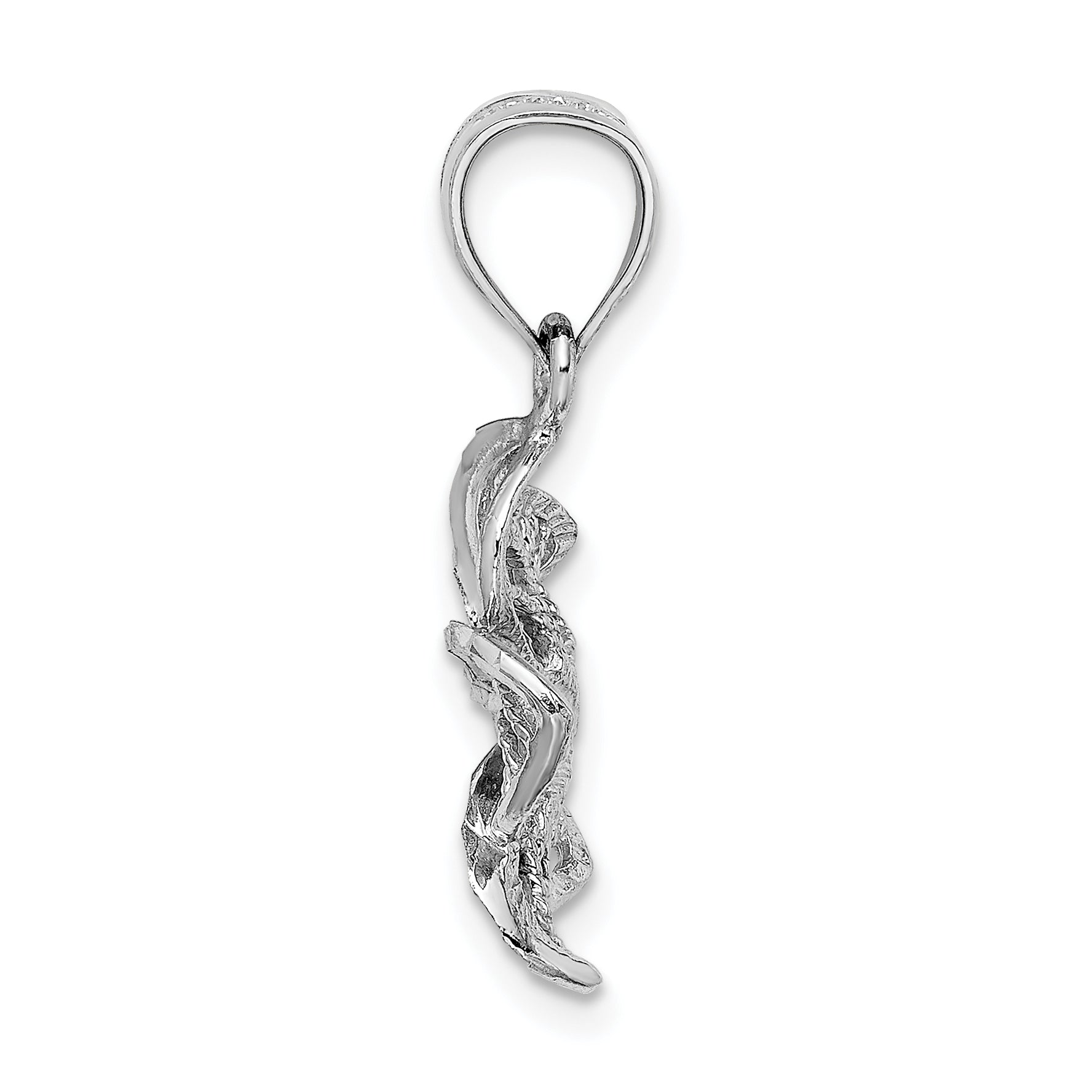 14k White Gold  Beaded and Polished Plumeria Flower Charm Secondary image
