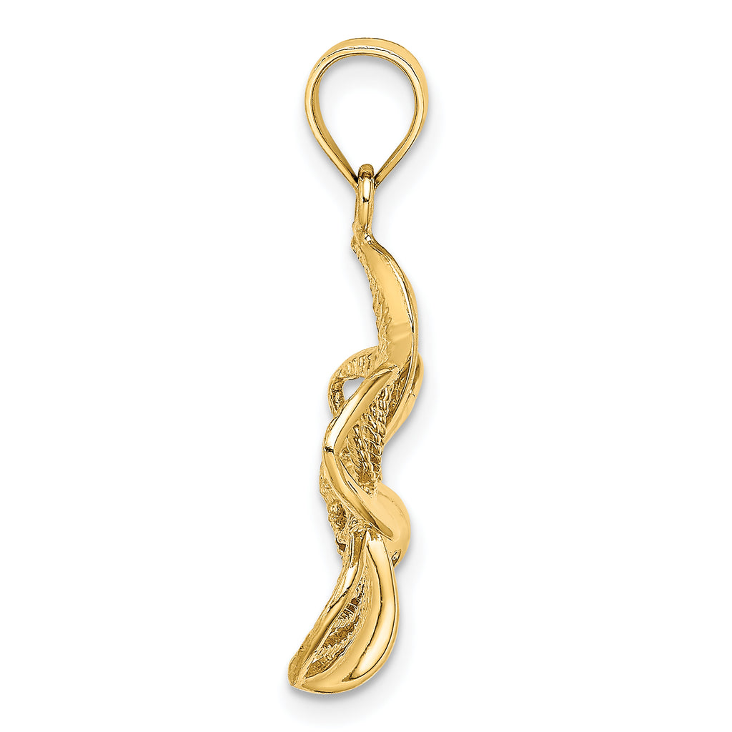 14k Polished and Beaded Plumeria Flower Charm