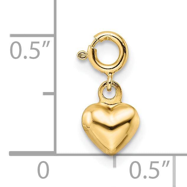 14K Polished Heart w/ Spring Ring Clasp Charm
