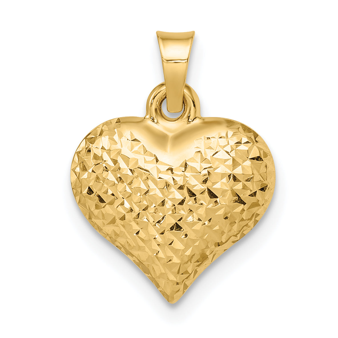 14k Polished Diamond-cut Large Puffed Heart Pendant Main image