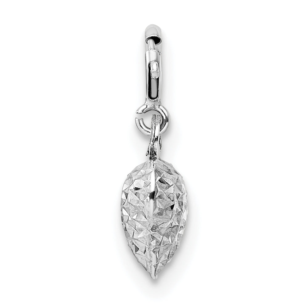 14K White Gold Diamond-cut Heart Spring Ring Charm Pendant Secondary image