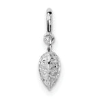 14K White Gold Diamond-cut Heart Spring Ring Charm Pendant