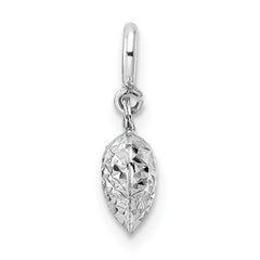 14K White Gold Diamond-cut Heart Spring Ring Charm Pendant