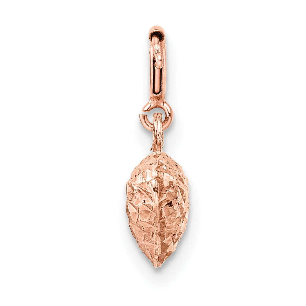 14K Rose Gold Diamond-cut Heart W/Spring Ring Charm Pendant Secondary image
