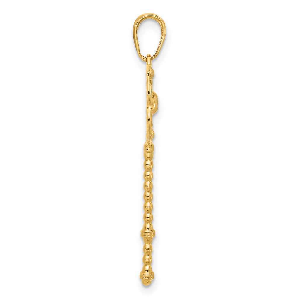 14k and White Rhodium D/C Floral Key Pendant