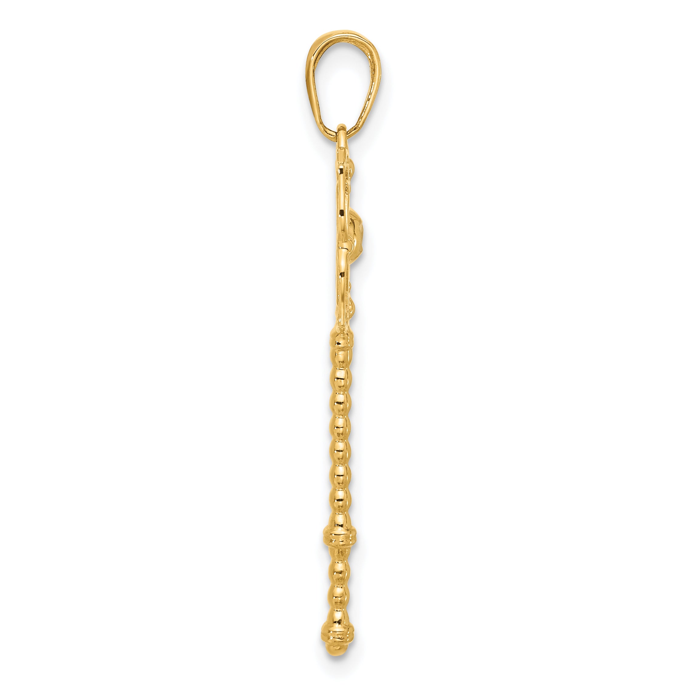 14k and White Rhodium D/C Floral Key Pendant