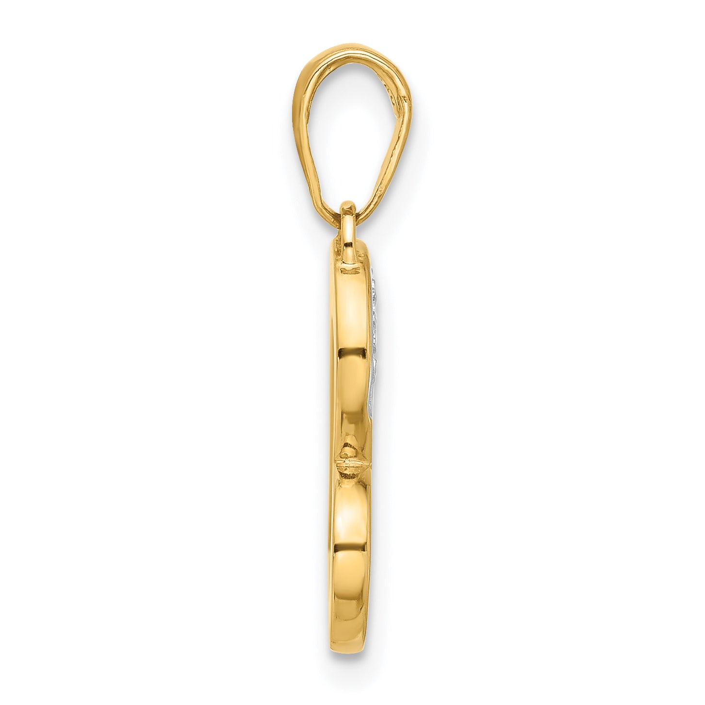 14k and White Rhodium D/C Heart Pendant