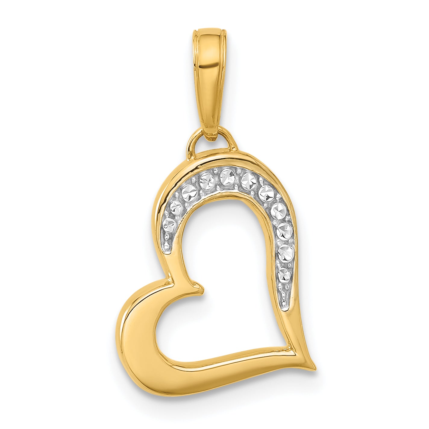 14k and White Rhodium D/C Heart Pendant Main image