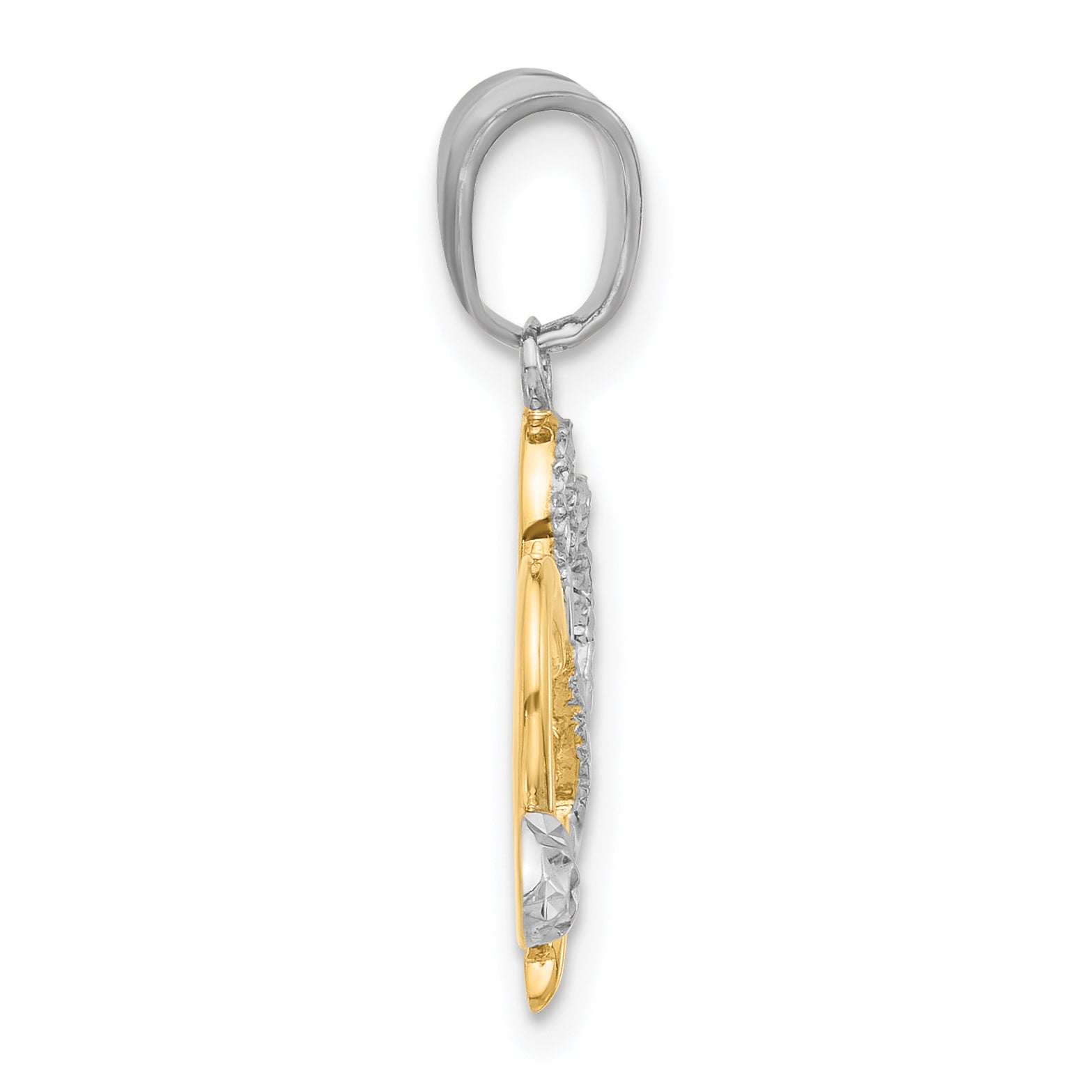 14K with White Rhodium Diamond-cut Hearts and Arrow Pendant Secondary image