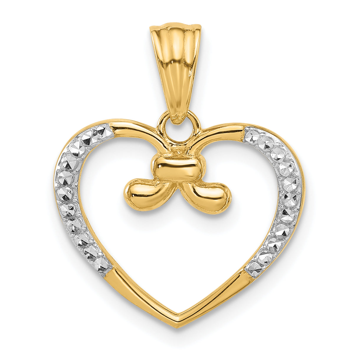 Heart Pendant in 14K Yellow Gold, 22mm Diamond-Cut - Sophia Jewelers Main image