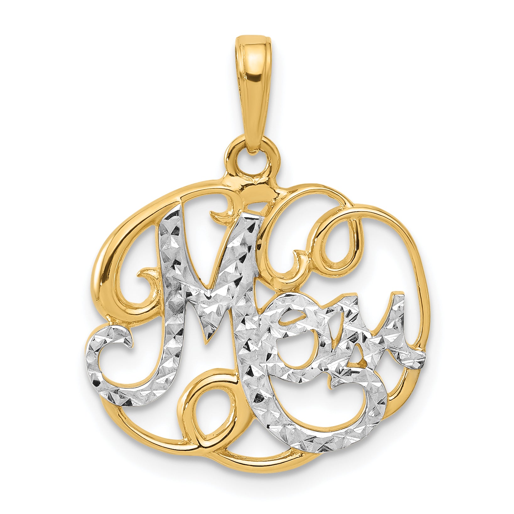 14k and White Rhodium D/C Mom in Fancy Pendant Main image