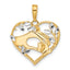 14k and White Rhodium D/C Mother and Child Hands in Heart Pendant