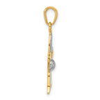 14k and White Rhodium Filigree Flower Pendant