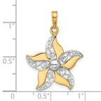 14k and White Rhodium Filigree Flower Pendant