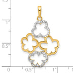 14k and White Rhodium Polished and D/C Flowers Pendant