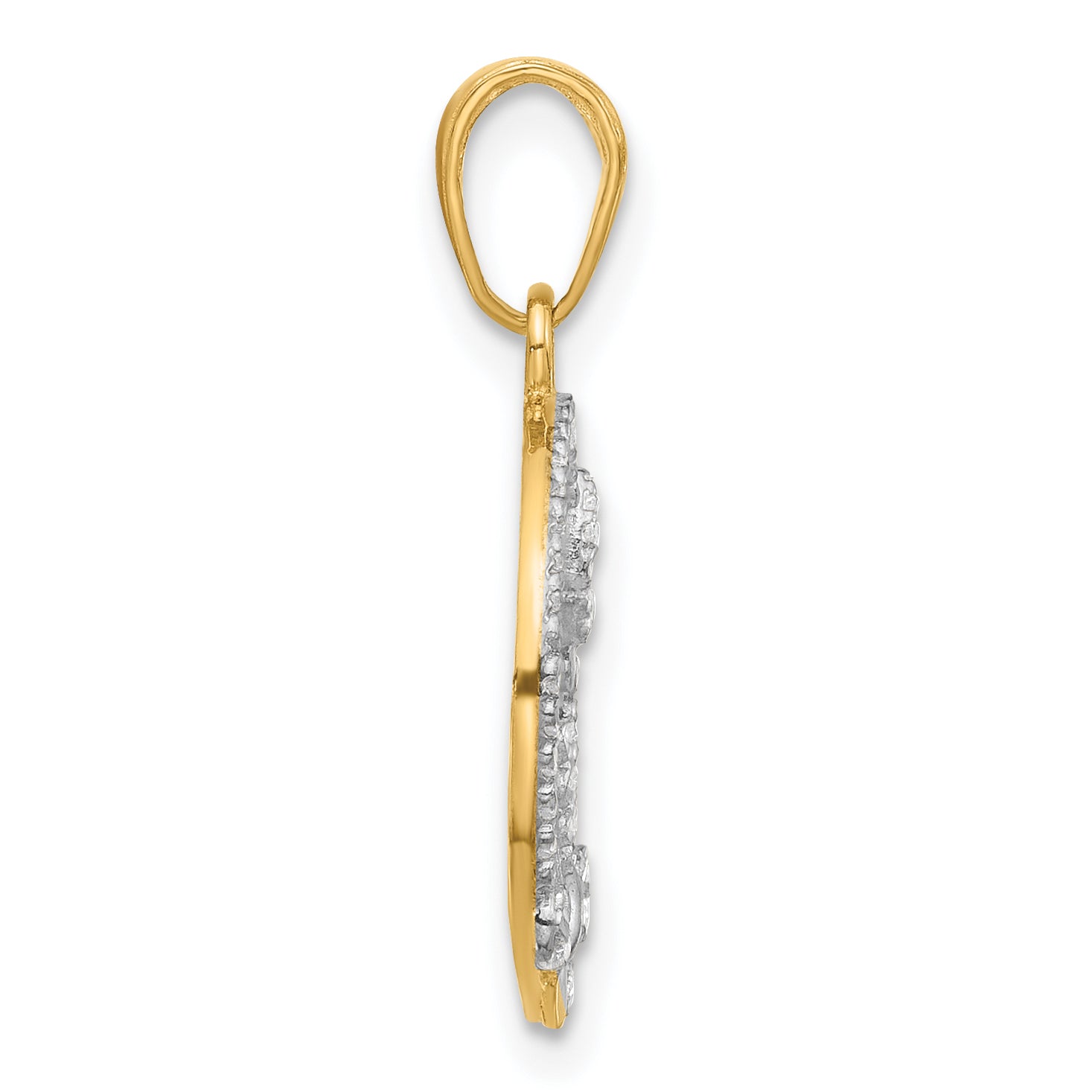 14K And White Rhodium D/C Butterflies on Circle Pendant Secondary image