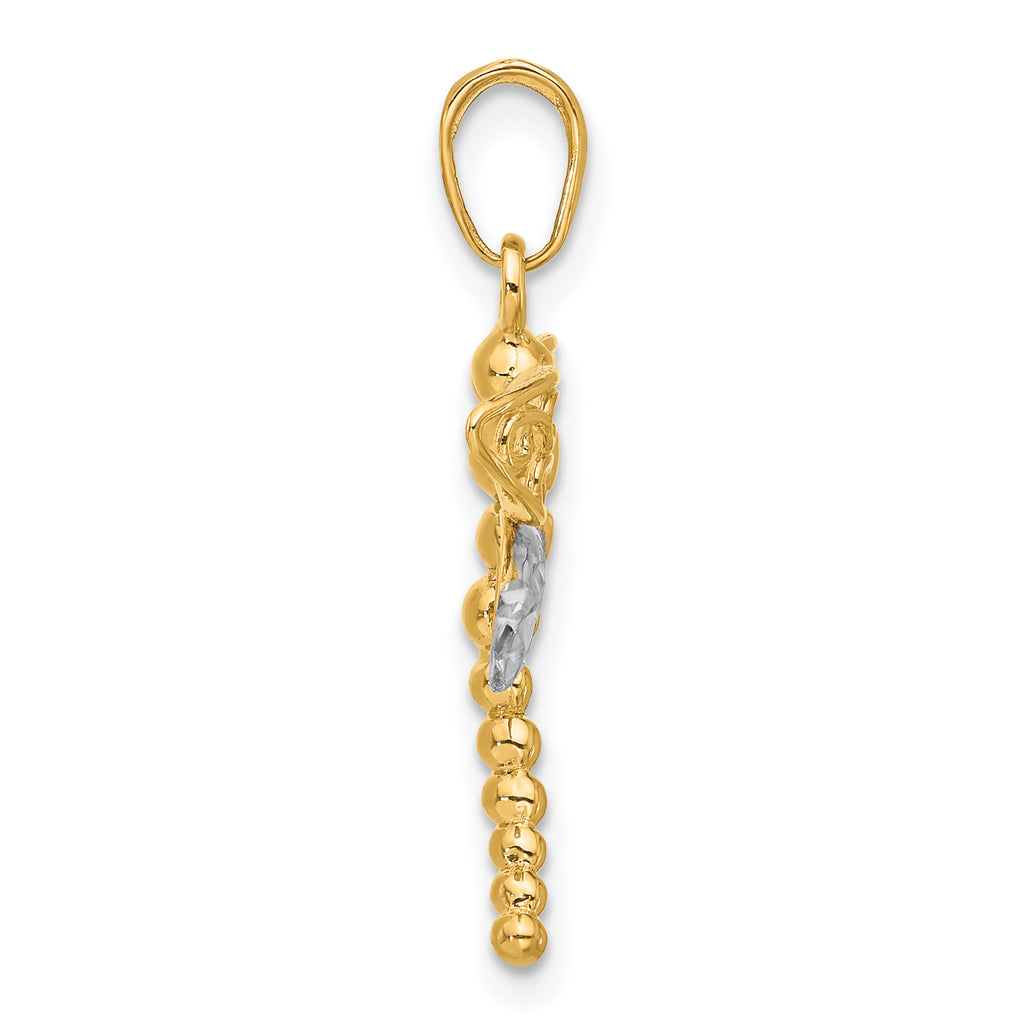 14k and White Rhodium Polished and D/C Dragonfly Pendant