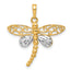 14k and White Rhodium Polished and D/C Dragonfly Pendant