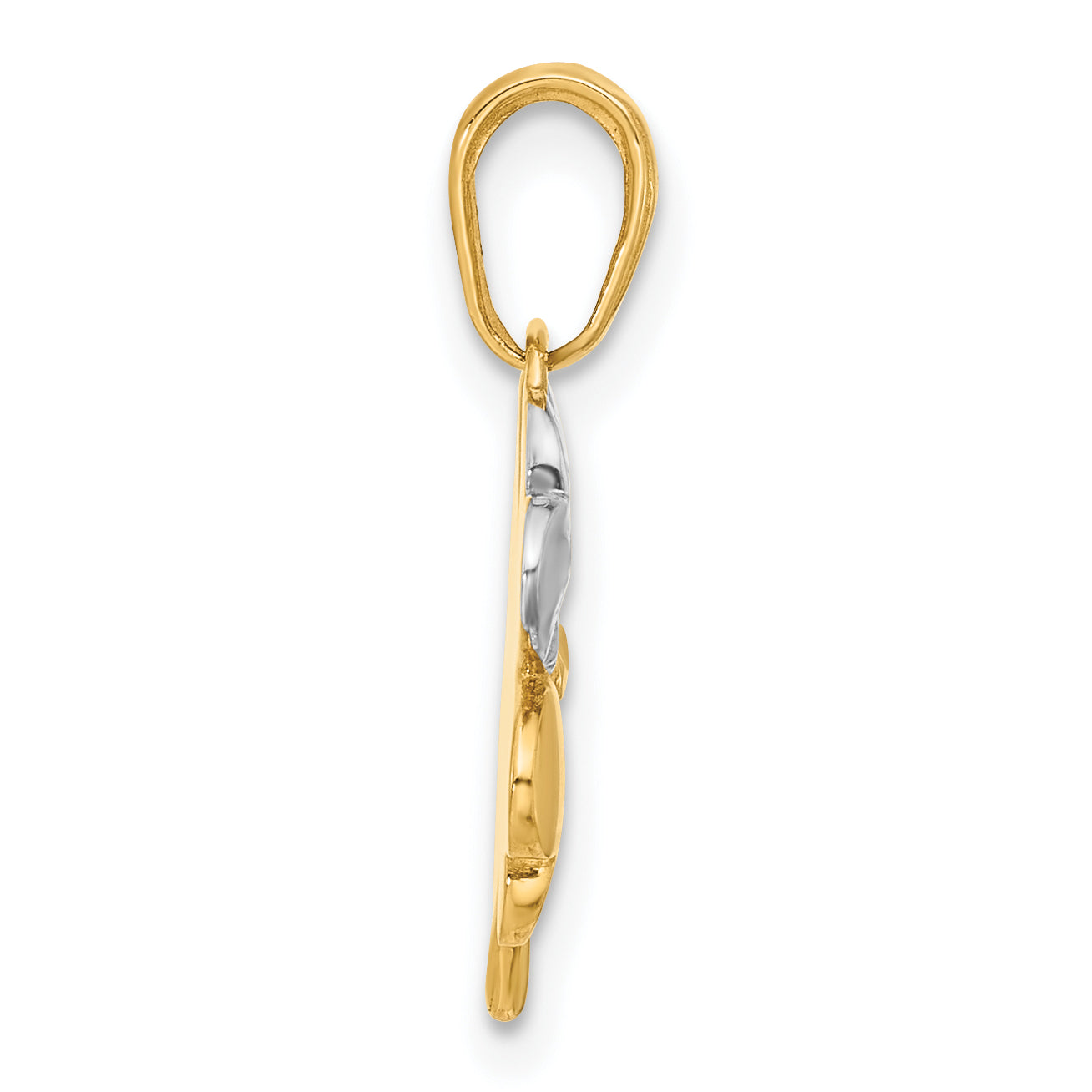 14k w/Rose and White Rhodium Polished and D/C Clover Pendant