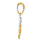 14k w/Rose and White Rhodium Polished and D/C Clover Pendant
