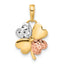 14k w/Rose and White Rhodium Polished and D/C Clover Pendant
