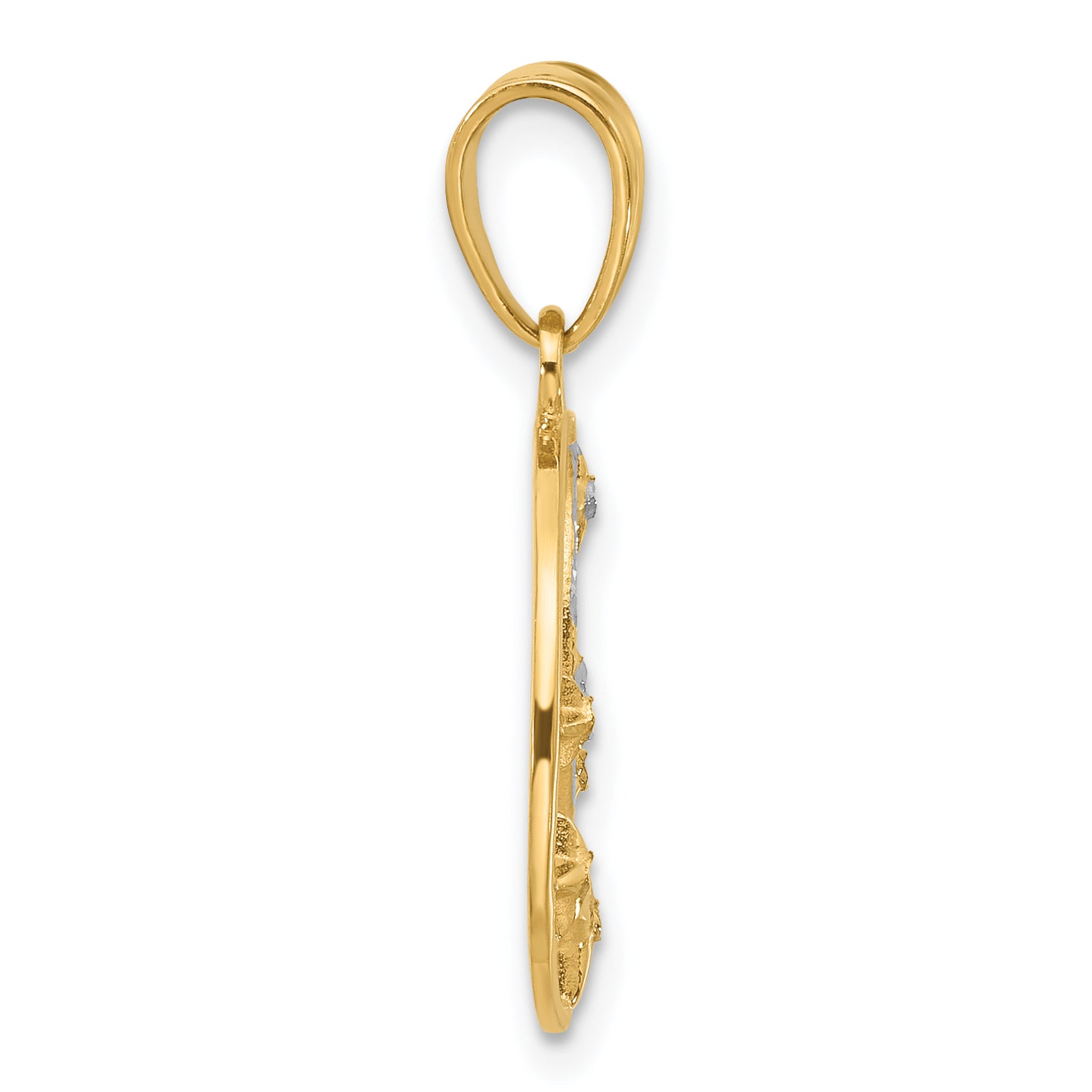 14K and White Rhodium D/C Moon and Stars Pendant Secondary image