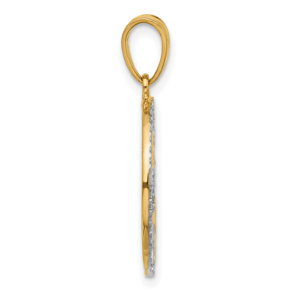 14K and White Rhodium D/C Stars Pendant