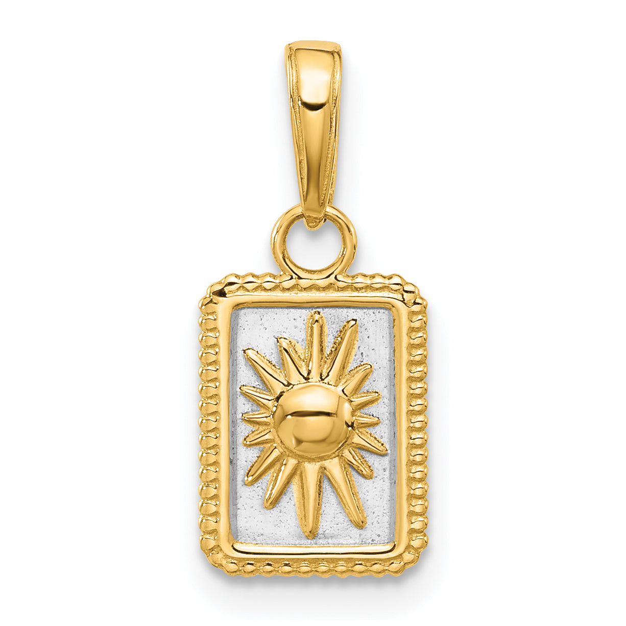 14K and White Rhodium Sun in Frame Pendant Main image