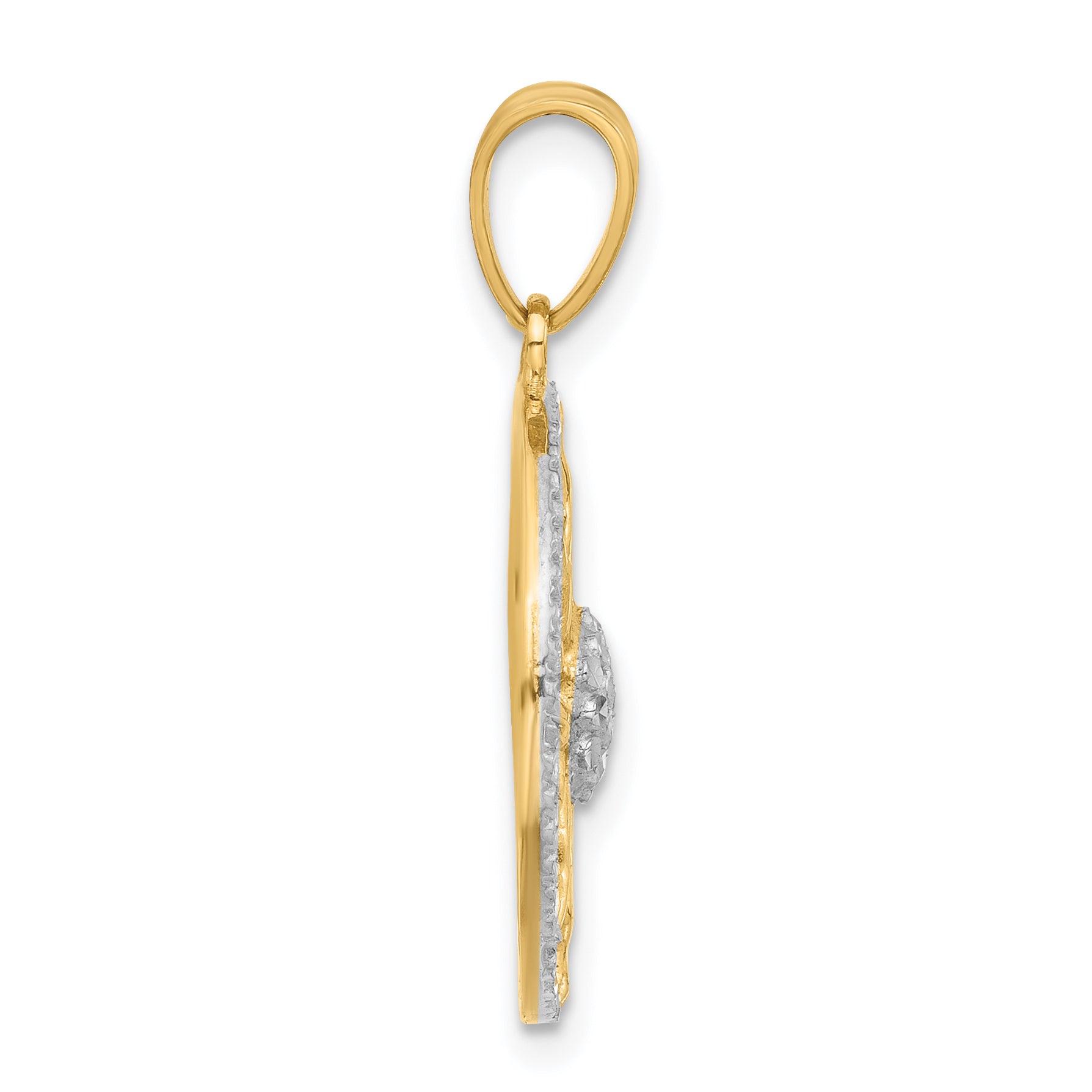 14K and White Rhodium D/C Sun Pendant Secondary image