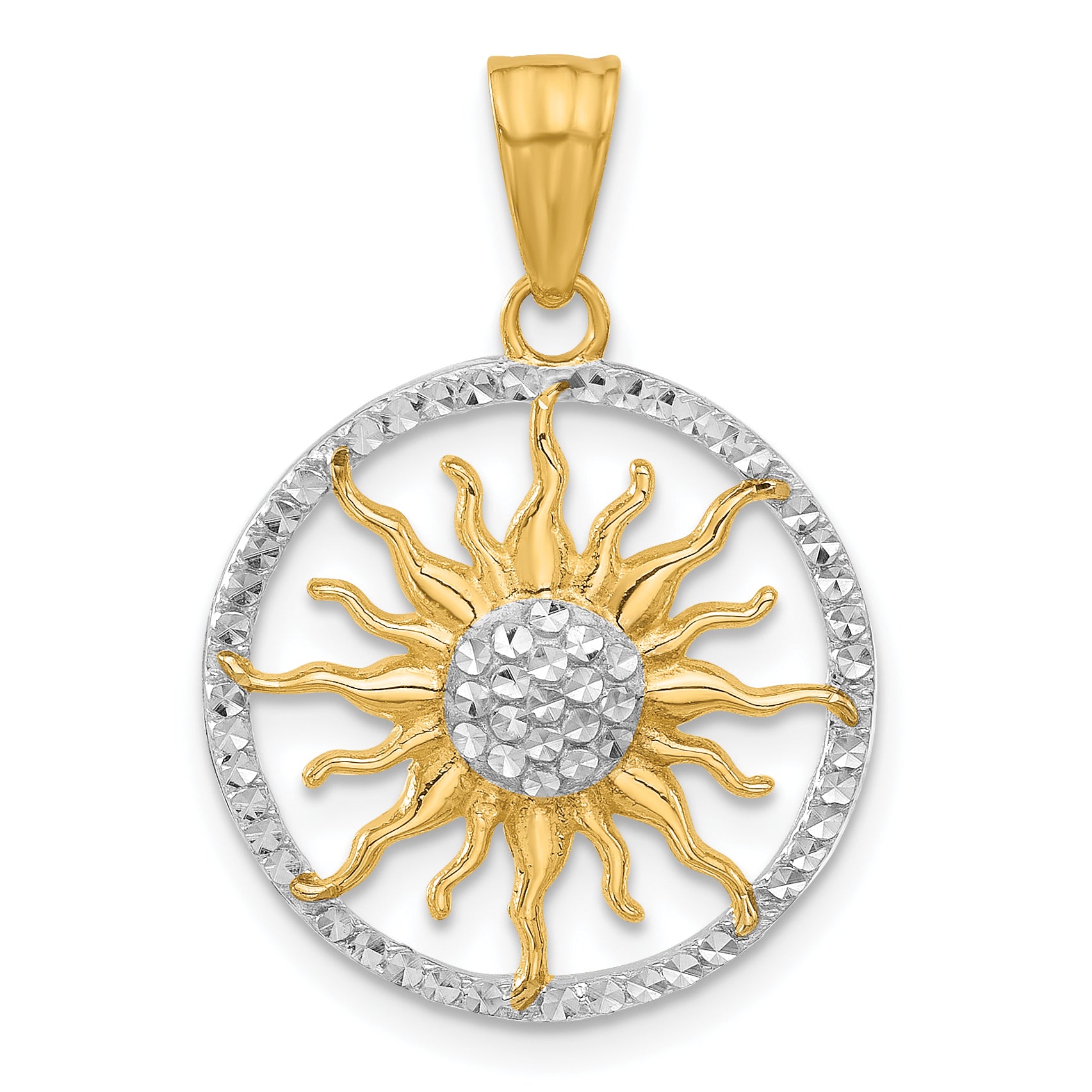14K and White Rhodium D/C Sun Pendant Main image