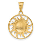 14K and White Rhodium D/C Sun Moon Stars Pendant