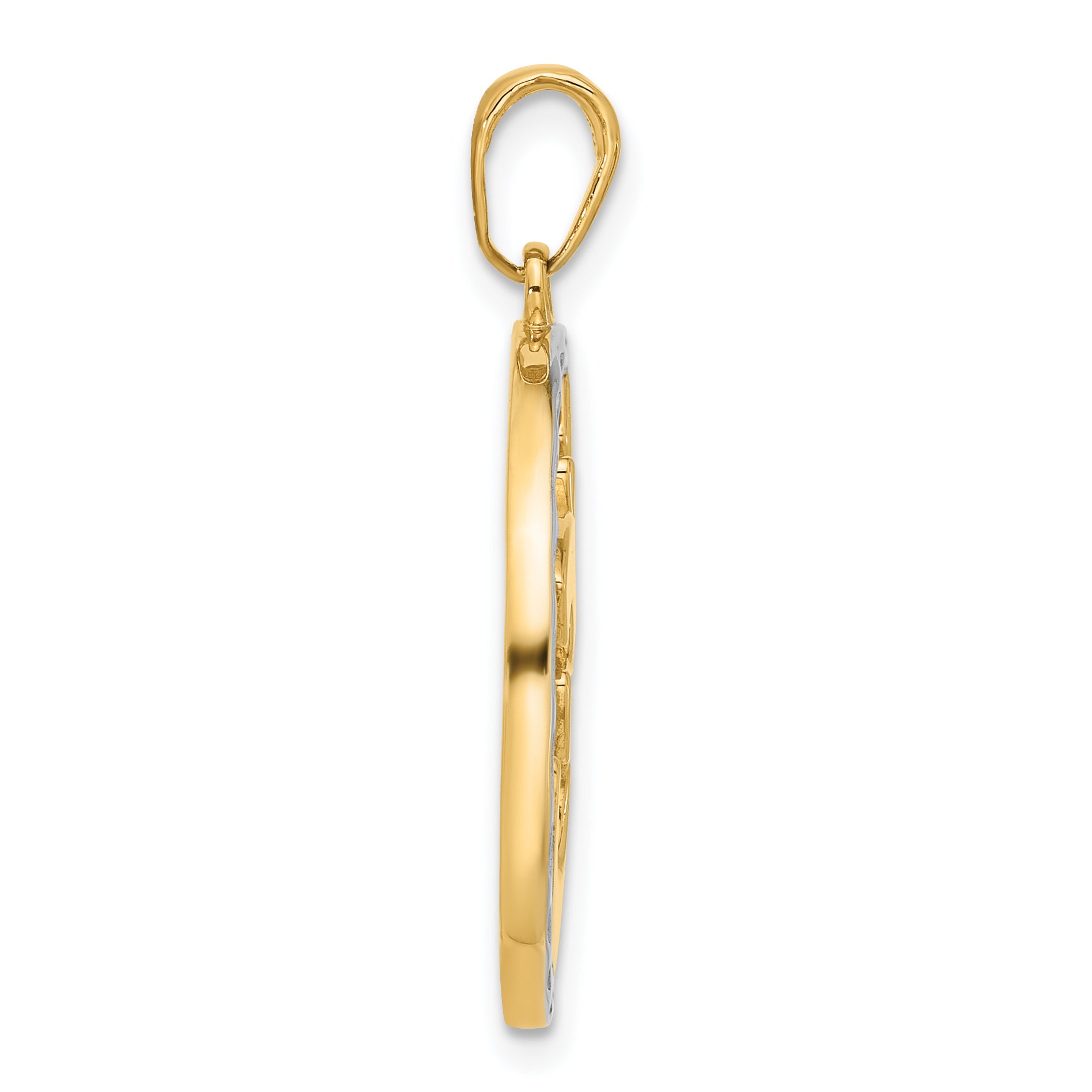 14K and White Rhodium D/C Om in Circle Pendant Secondary image