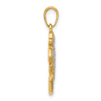 14K and White Rhodium D/C Om Pendant