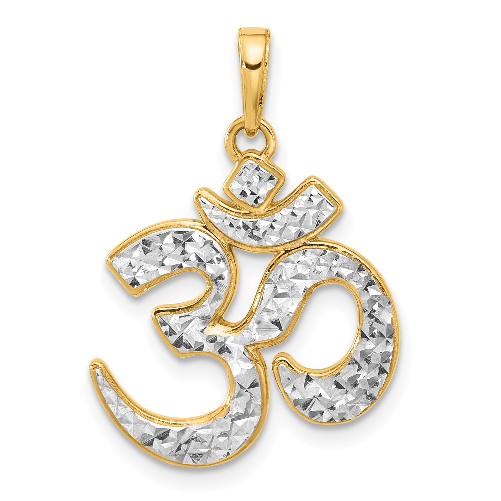 14K and White Rhodium D/C Om Pendant Main image