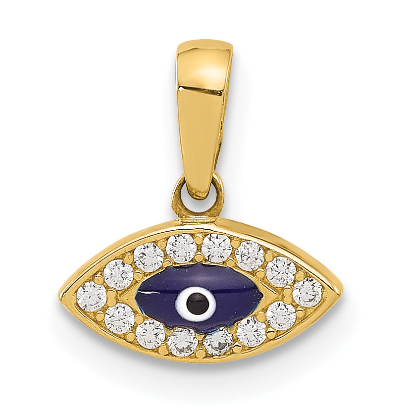 14K Polished CZ and Enamel Evil Eye Pendant Main image