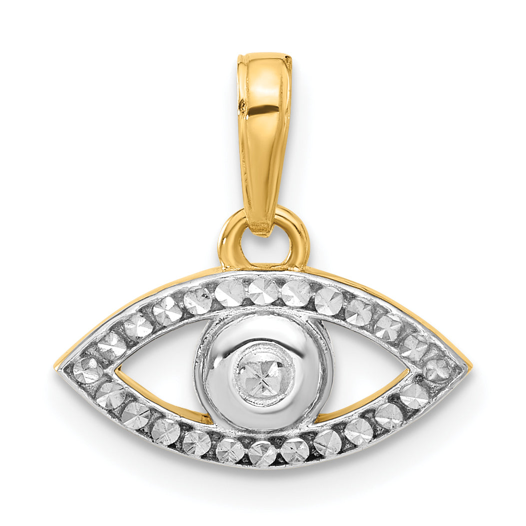 14K and White Rhodium D/C Evil Eye Pendant Main image
