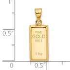 14K Polished Gold Bar Pendant