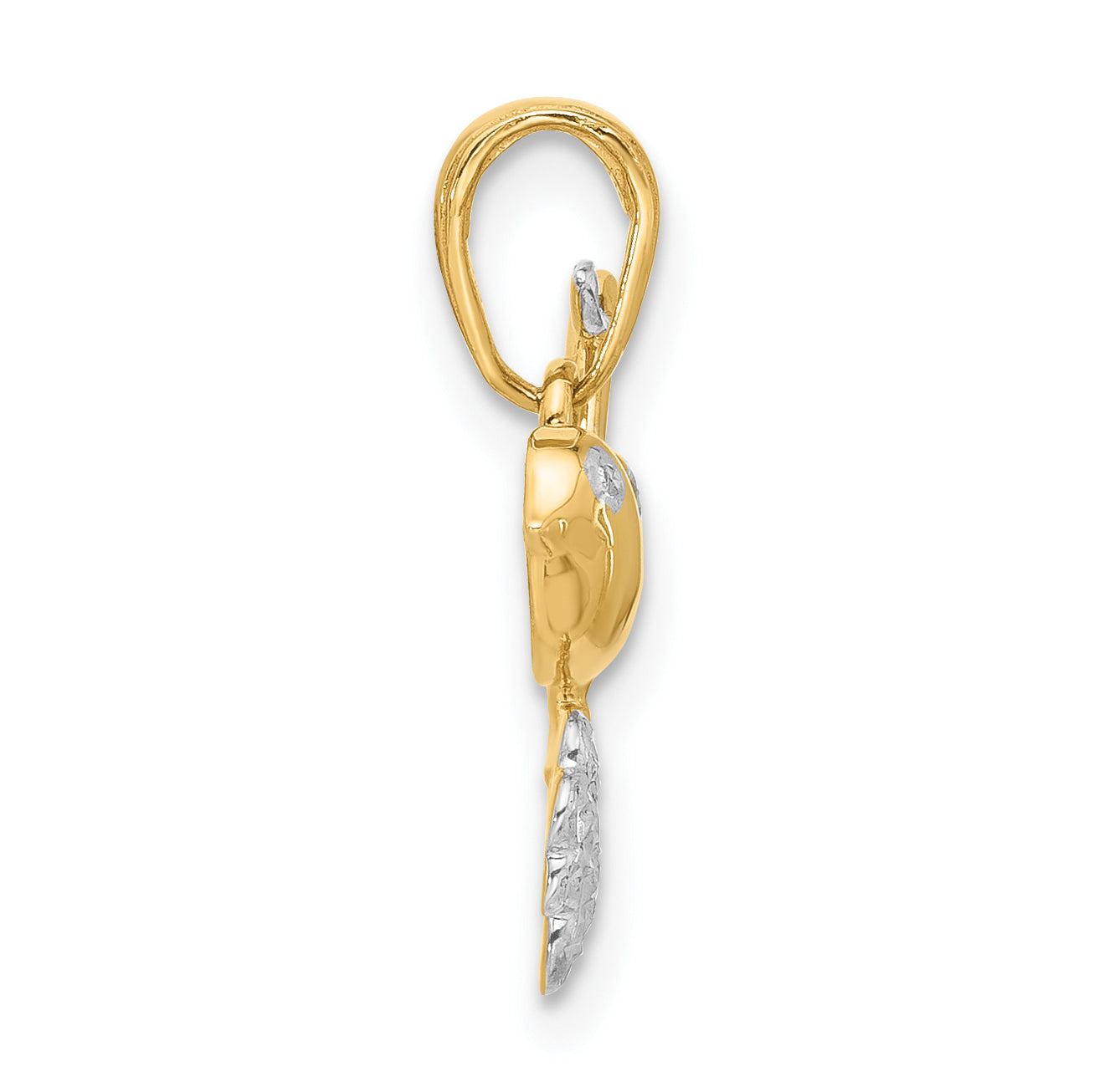 14K and White Rhodium D/C Bird on Branch Pendant Secondary image