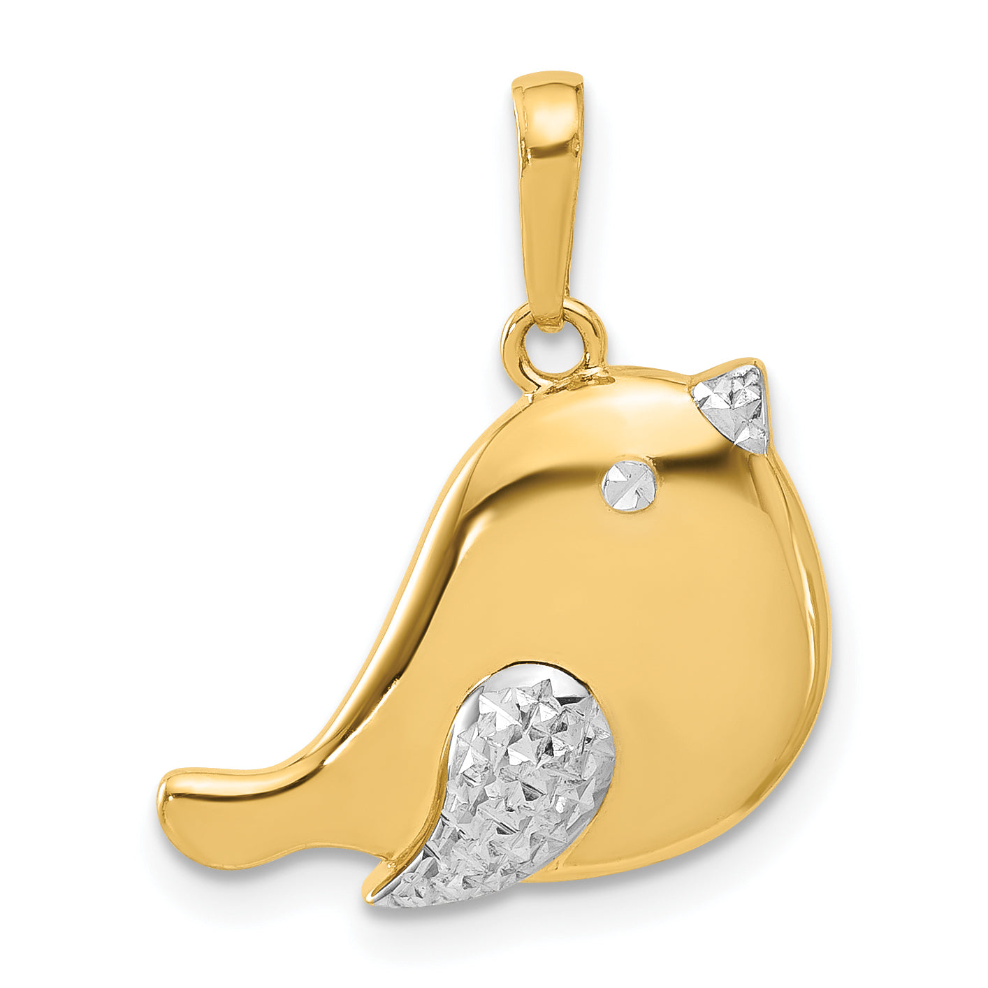 14K and White Rhodium D/C Bird Pendant Main image