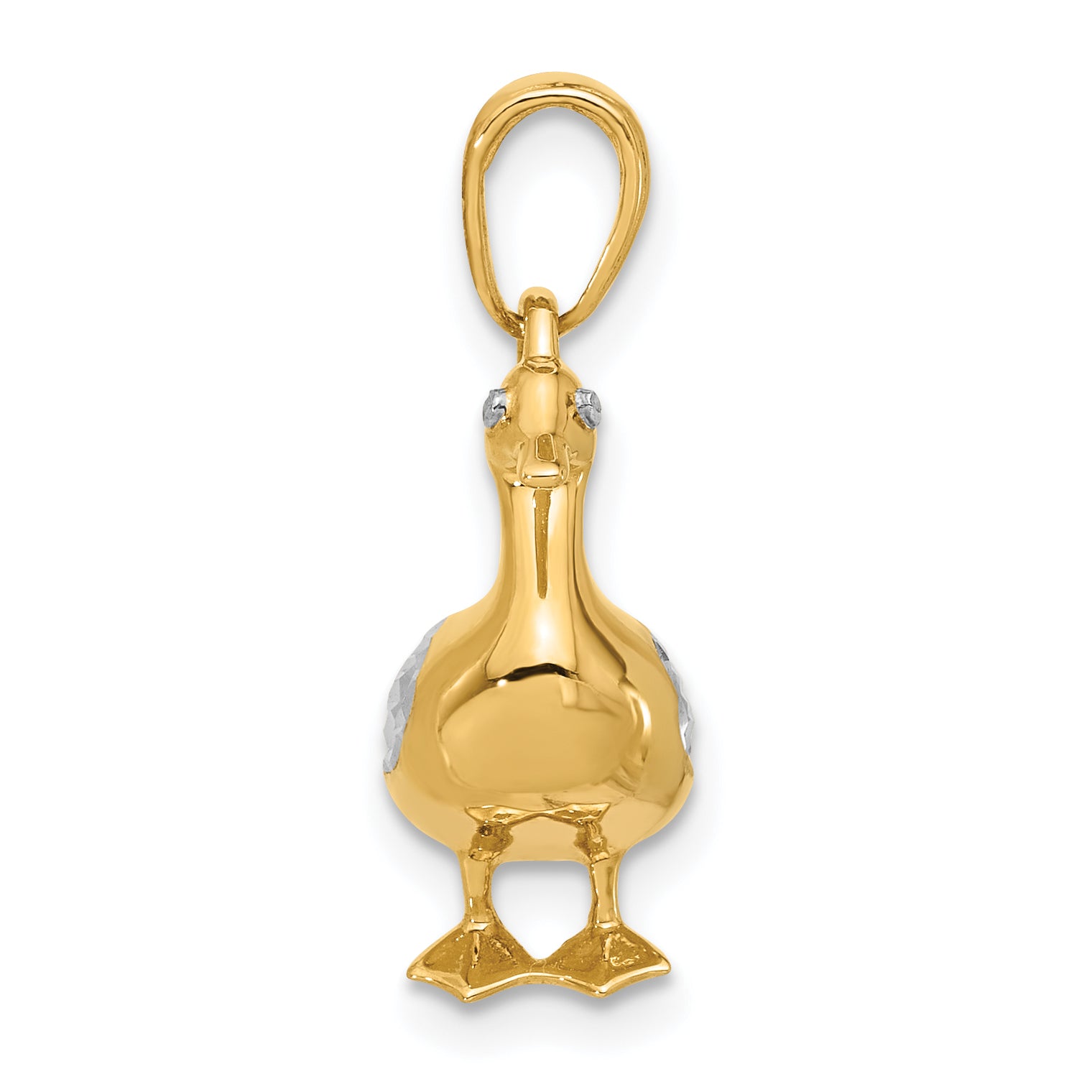 14K and White Rhodium D/C 3D Duck Pendant Secondary image