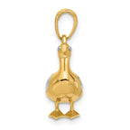 14K and White Rhodium D/C 3D Duck Pendant