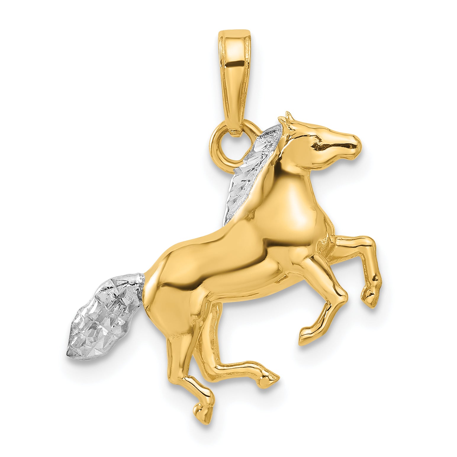 14K and White Rhodium D/C 3D Horse Pendant Main image