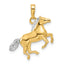 14K and White Rhodium D/C 3D Horse Pendant