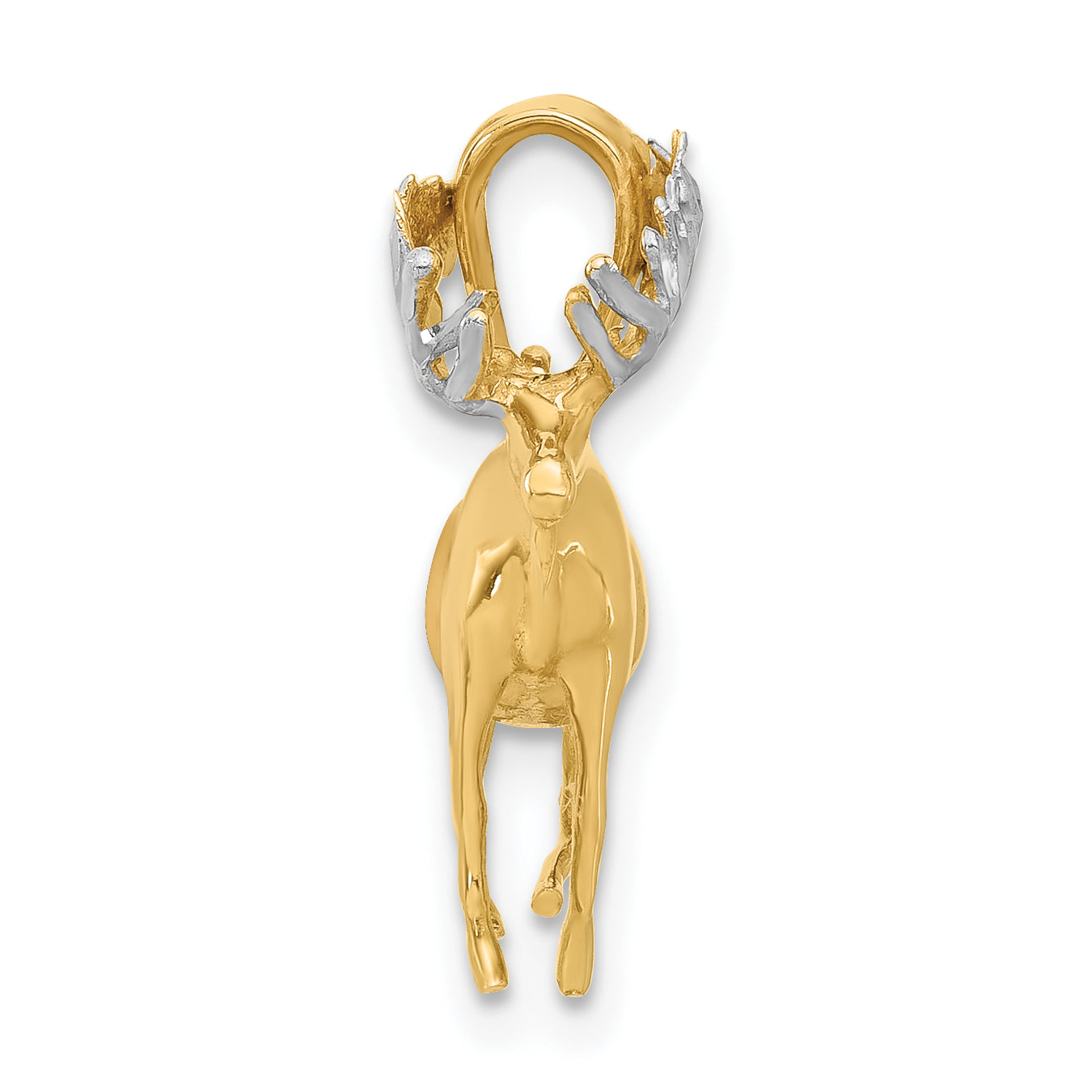 14K and White Rhodium D/C 3D Moose Pendant Secondary image