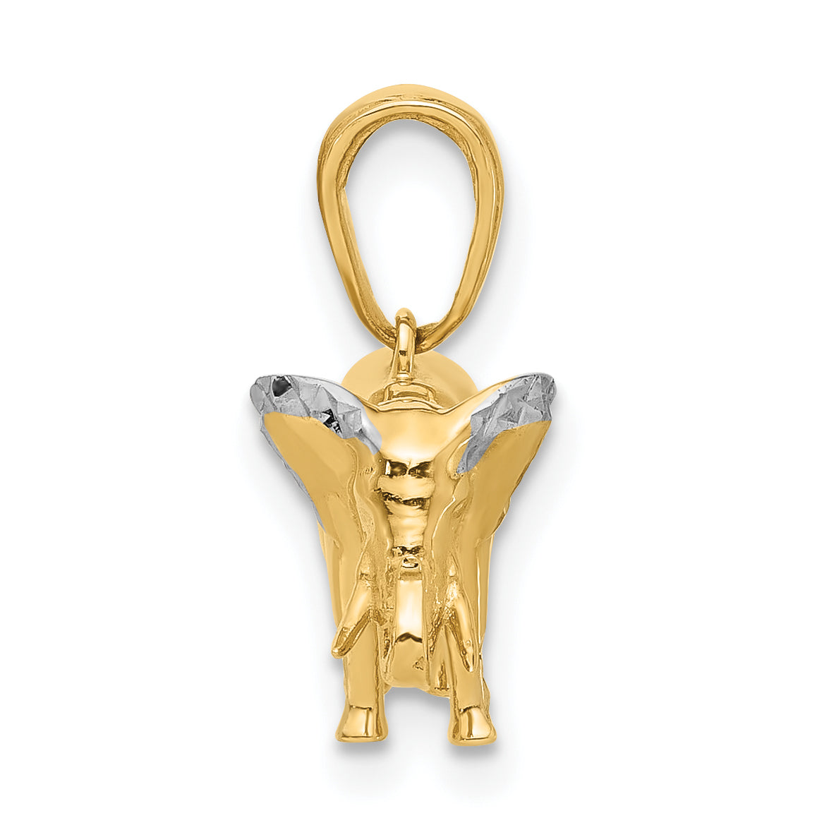 14k and White Rhodium D/C 3D Elephant Pendant Secondary image