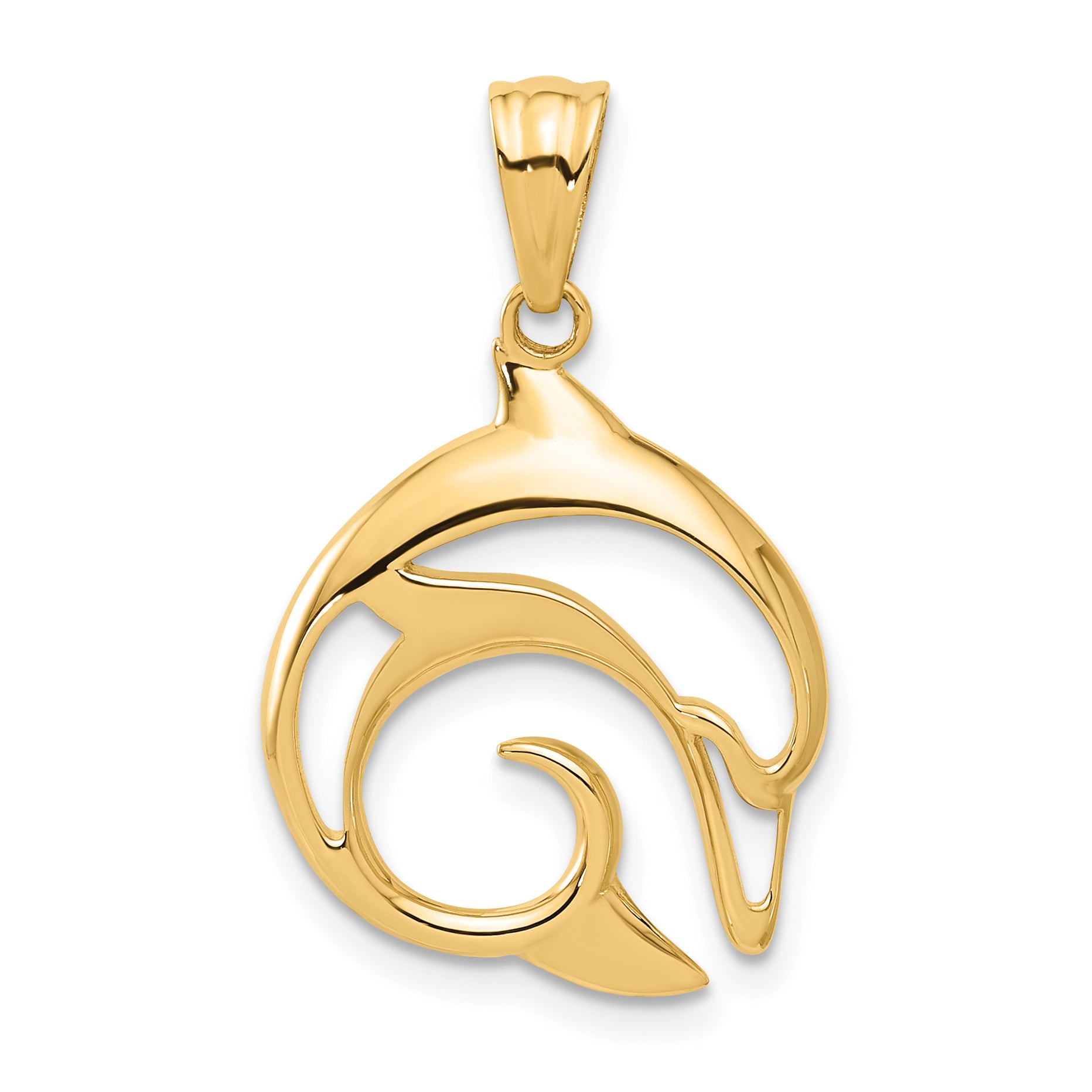 14K Polished Cut Out Dolphin Pendant Main image