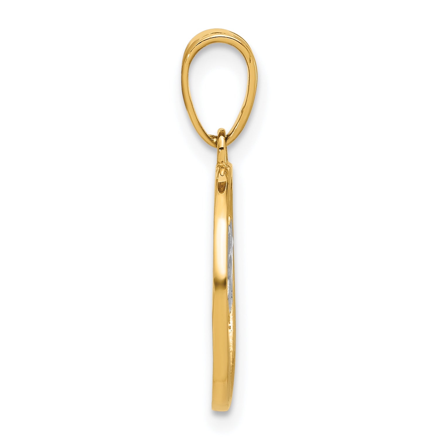 14K with White Rhodium Ocean and Palm Tree Round Pendant Secondary image