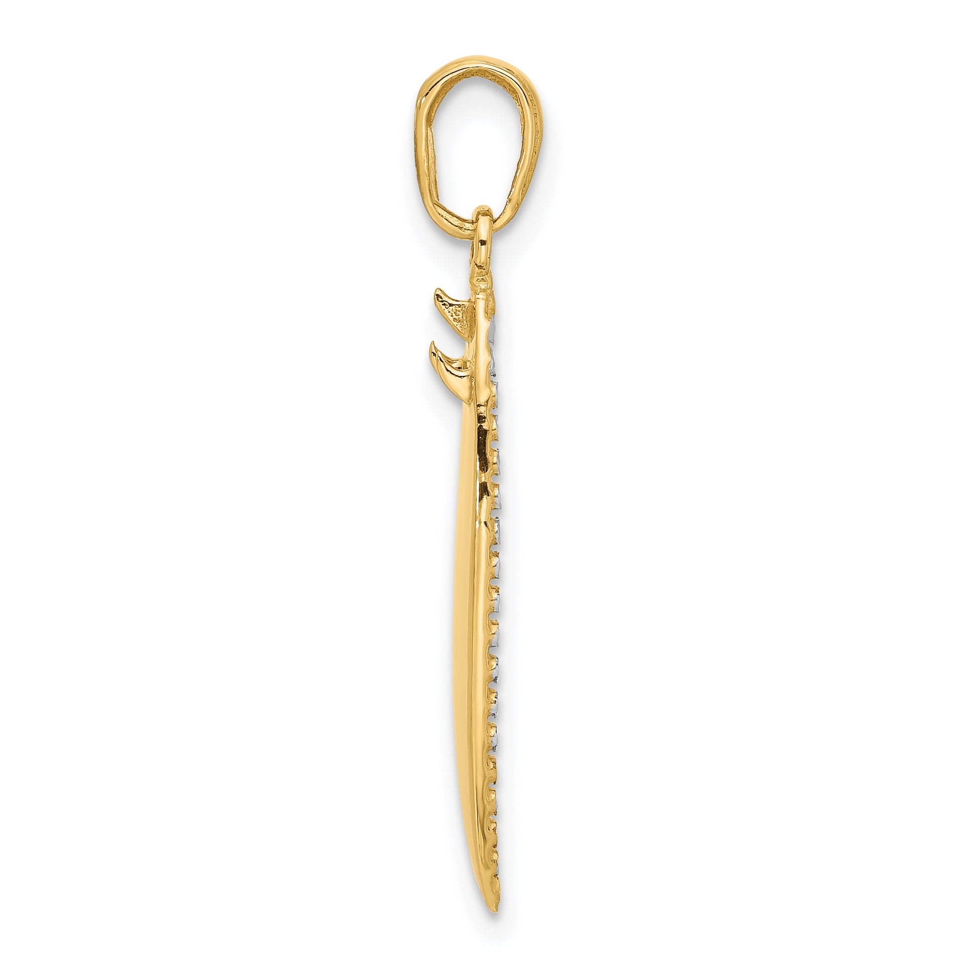 14K and White Rhodium D/C 3D Surfboard Pendant Secondary image